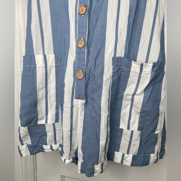 Show Me Your MuMu Yvette Blue and White Striped Romper - Picture 5 of 10